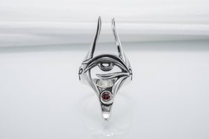 Sterling Silver Anubis Ring with Eye of Horus, Handmade Egypt Jewelry - vikingworkshop