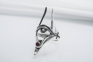 Sterling Silver Anubis Ring with Eye of Horus, Handmade Egypt Jewelry - vikingworkshop