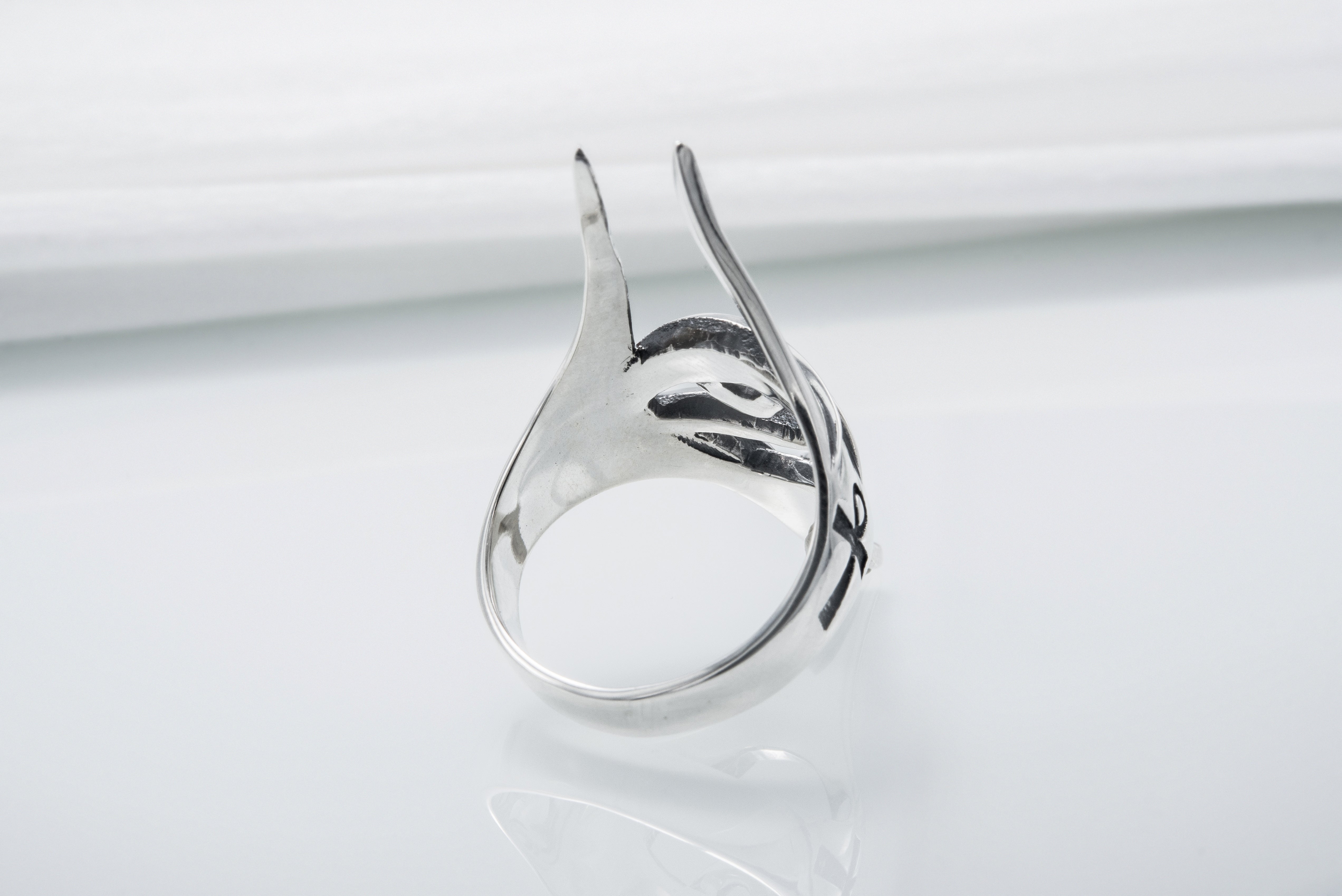 Sterling Silver Anubis Ring with Eye of Horus, Handmade Egypt Jewelry - vikingworkshop