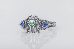 Scarab Egyptian Ring with Gems, 925 silver - vikingworkshop