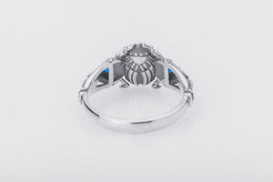 Scarab Egyptian Ring with Gems, 925 silver - vikingworkshop