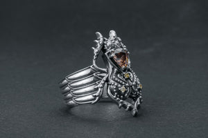 Egyptian Scarab Statement Ring with Gem, 925 silver - vikingworkshop