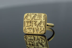 Unique Ring with Egypt Symbols Gold Jewelry - vikingworkshop