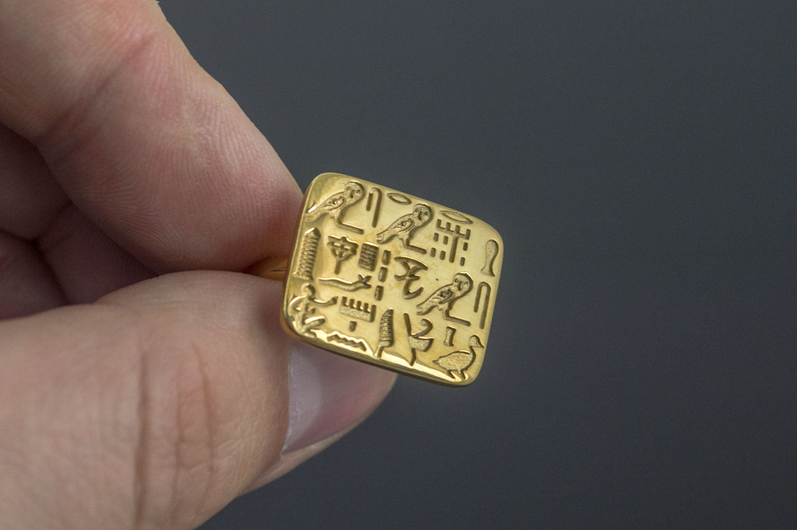 Unique Ring with Egypt Symbols Gold Jewelry - vikingworkshop