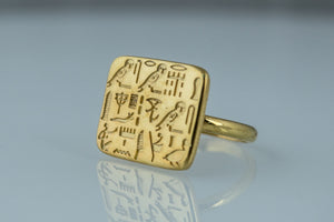 Unique Ring with Egypt Symbols Gold Jewelry - vikingworkshop