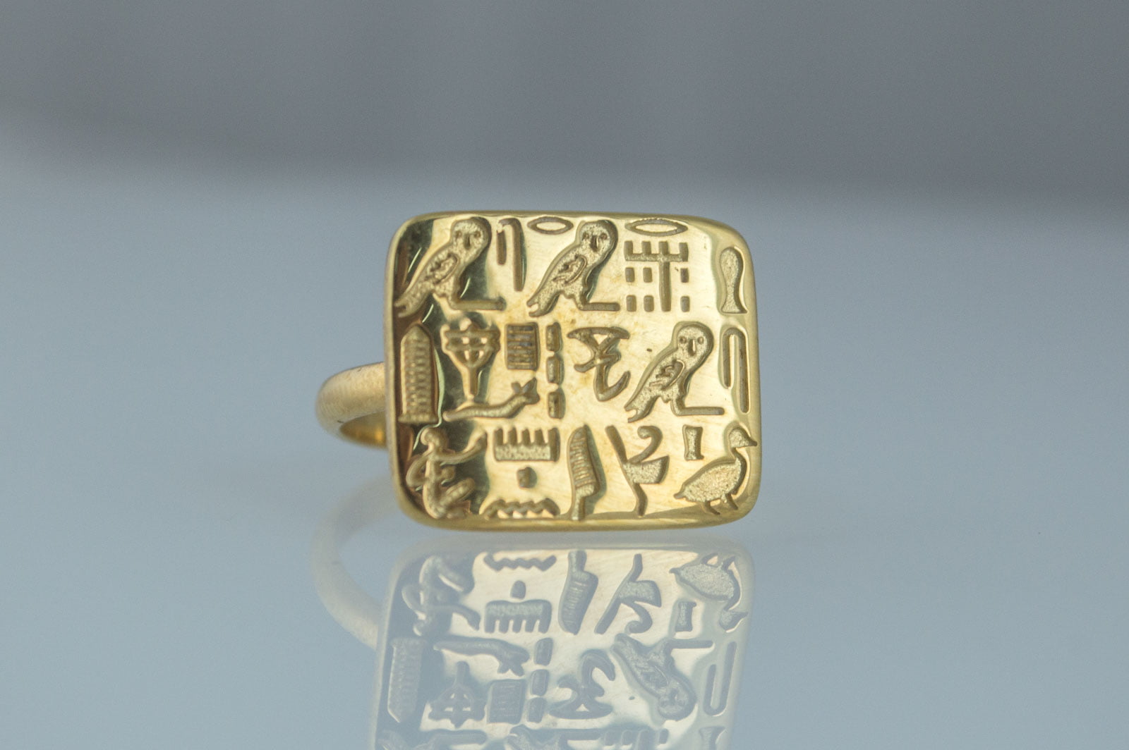 Unique Ring with Egypt Symbols Gold Jewelry - vikingworkshop