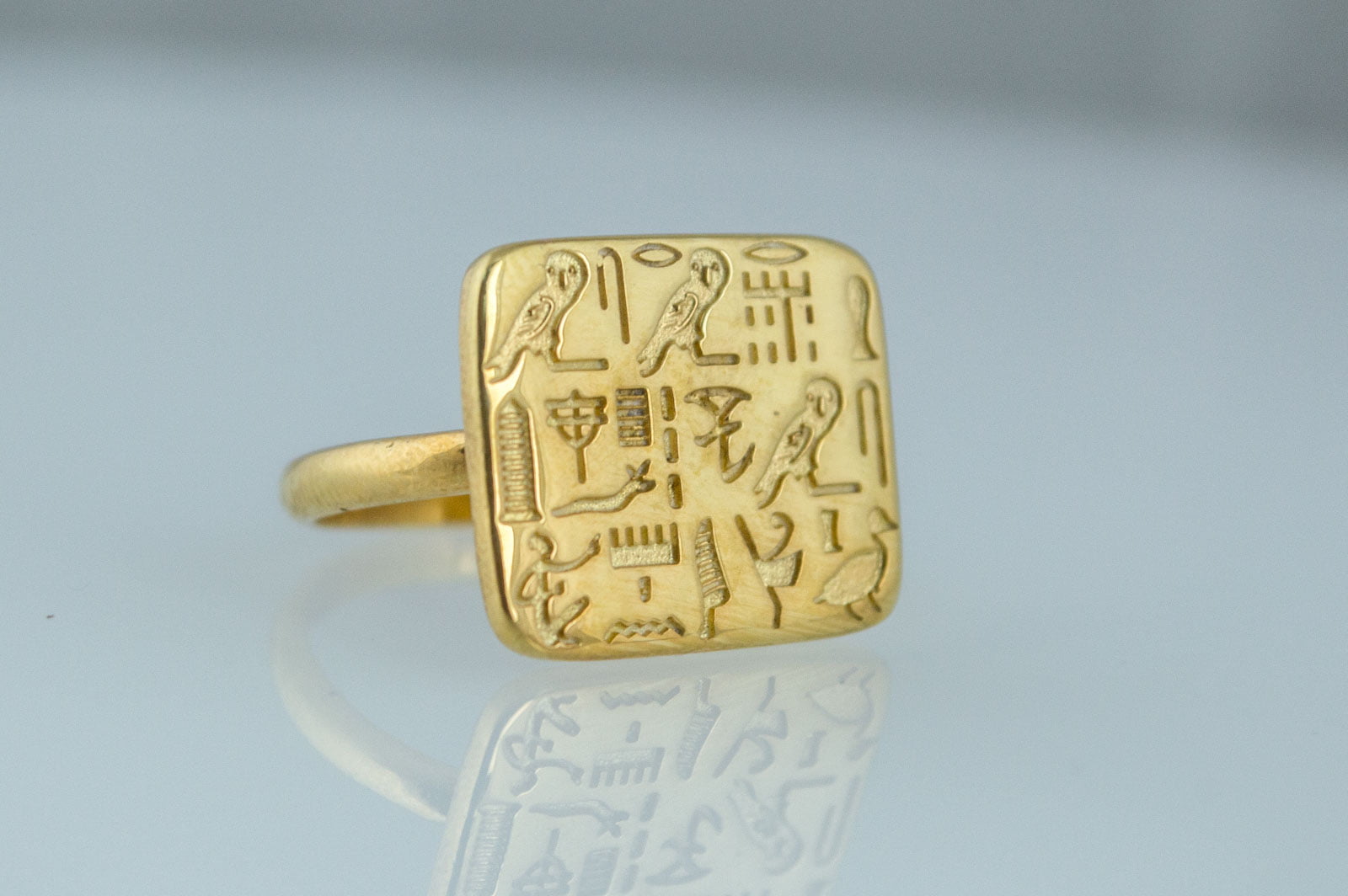 Unique Ring with Egypt Symbols Gold Jewelry - vikingworkshop