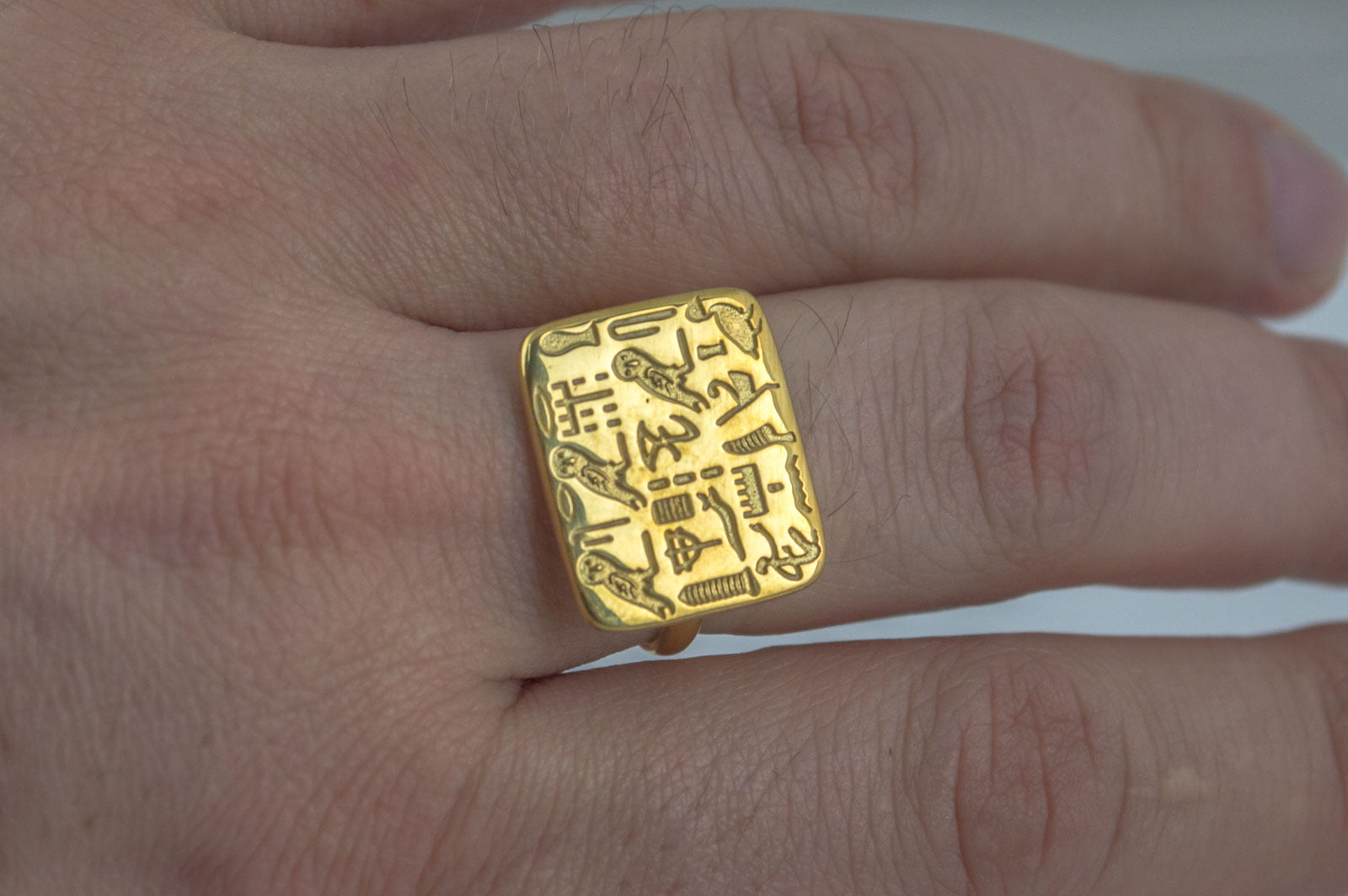 Unique Ring with Egypt Symbols Gold Jewelry - vikingworkshop