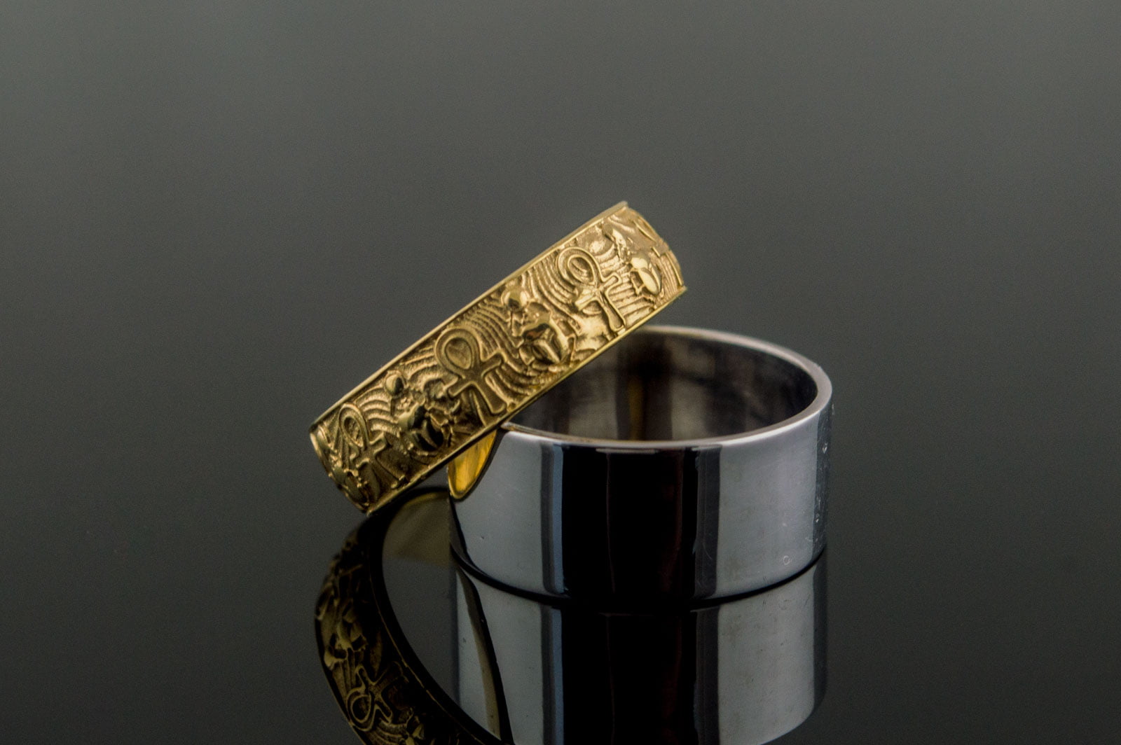 Gold Unique Ring with Egypt Ankh Symbol Egypt Jewelry - vikingworkshop