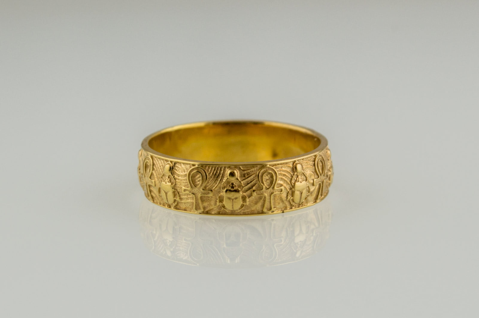 Gold Unique Ring with Egypt Ankh Symbol Egypt Jewelry - vikingworkshop