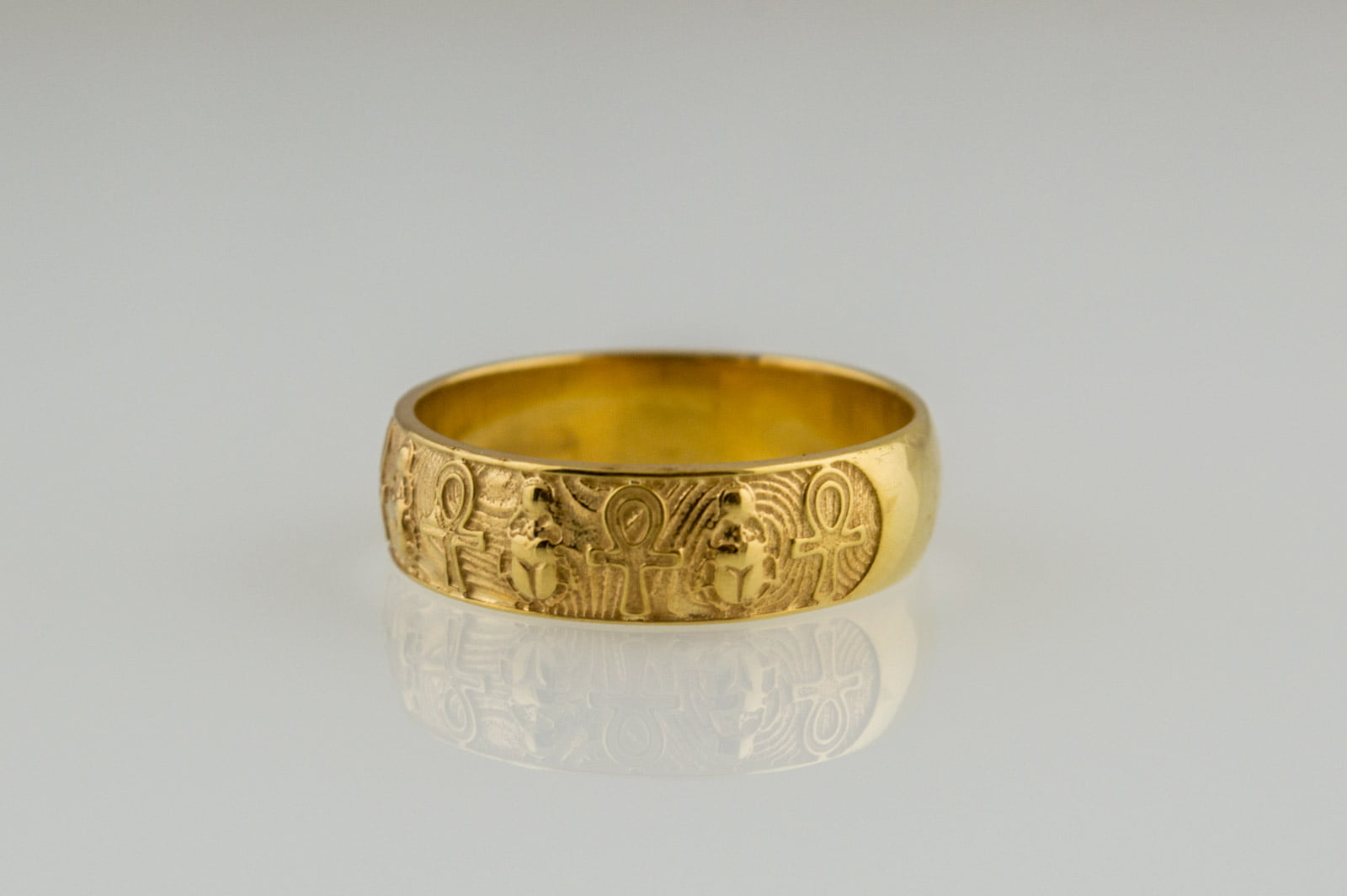 Gold Unique Ring with Egypt Ankh Symbol Egypt Jewelry - vikingworkshop