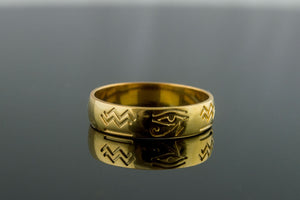 Gold Ring with Egypt Symbol Unique Jewelry - vikingworkshop