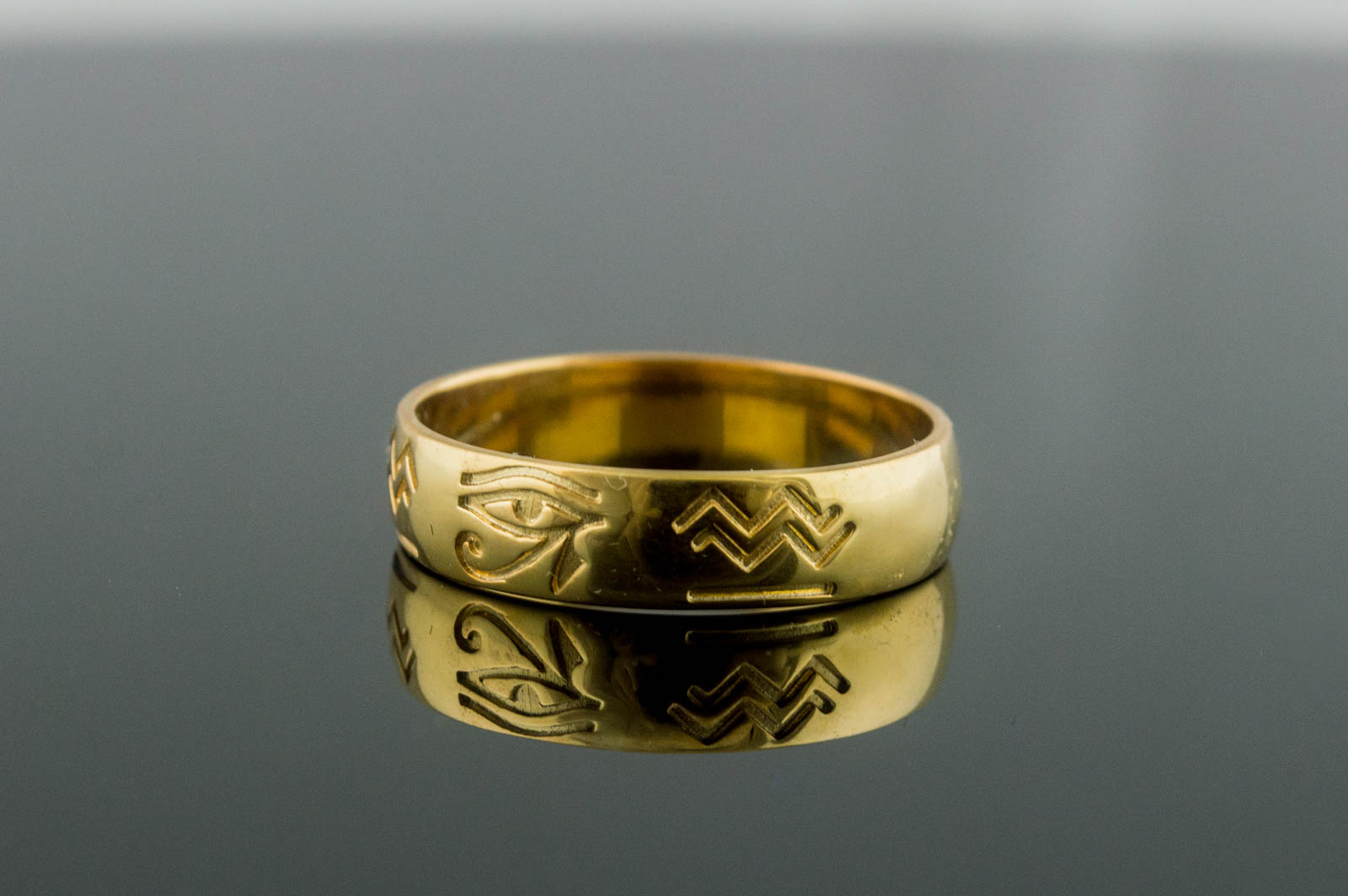 Gold Ring with Egypt Symbol Unique Jewelry - vikingworkshop