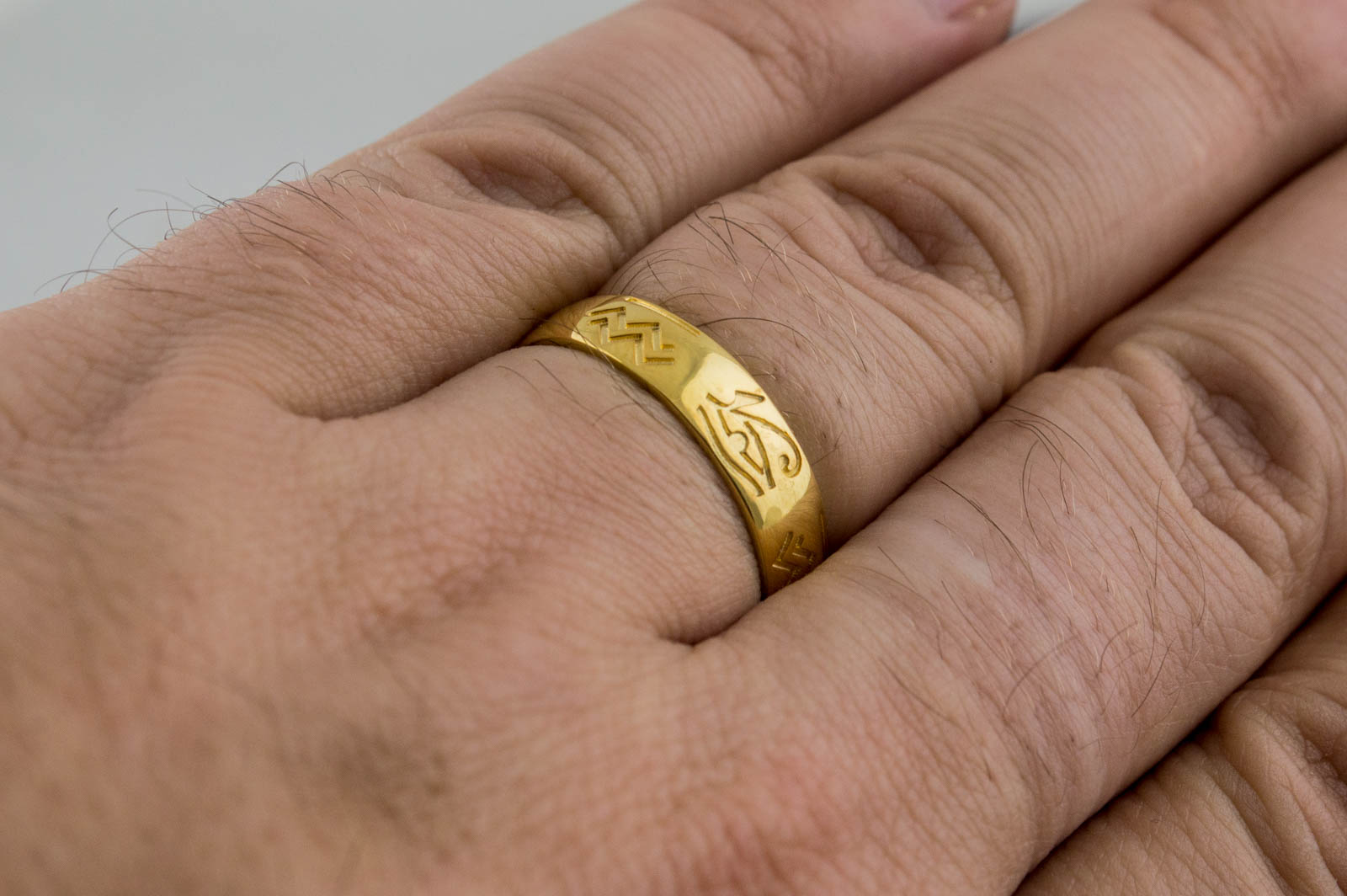 Gold Ring with Egypt Symbol Unique Jewelry - vikingworkshop