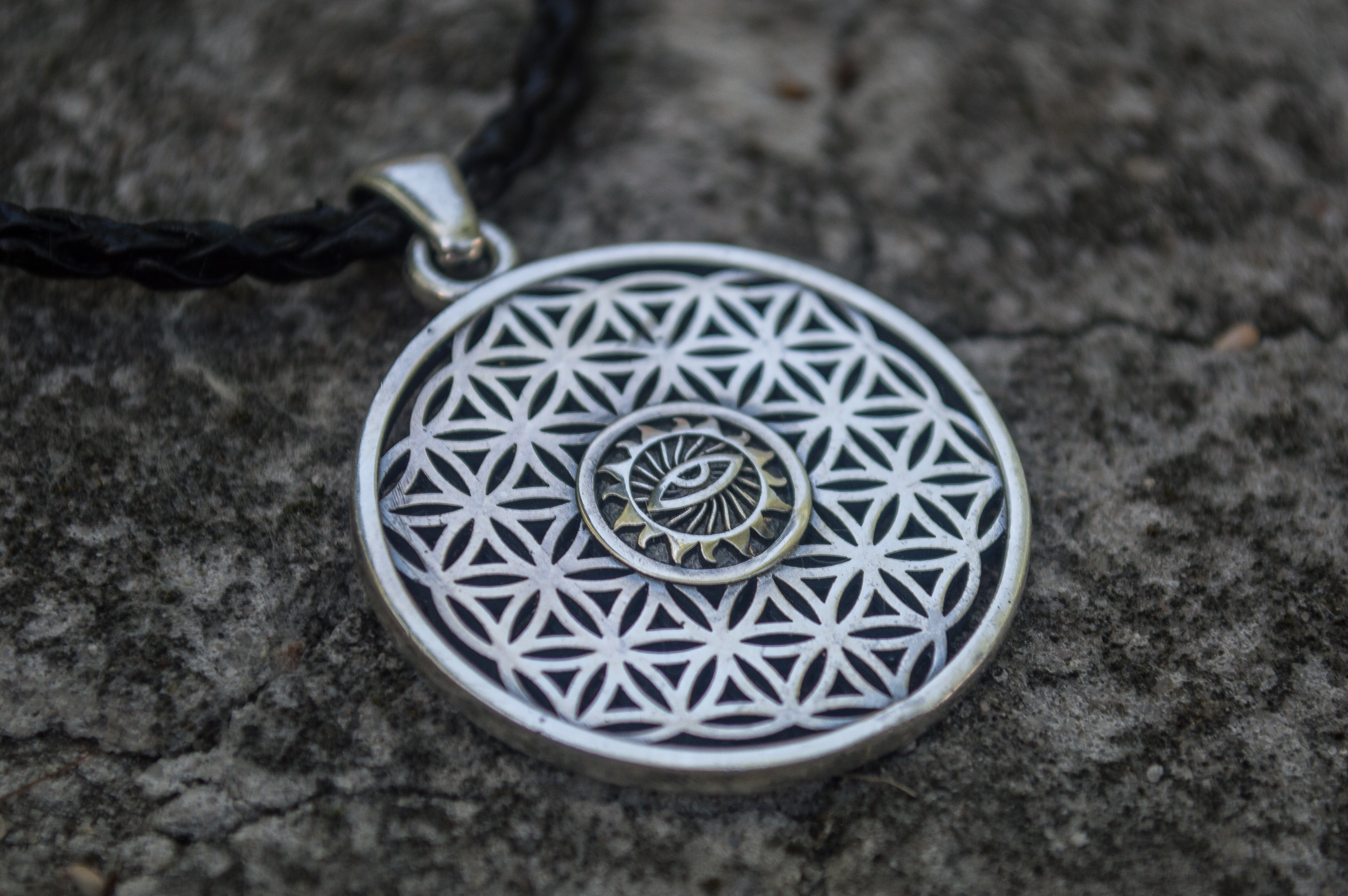 Flower of Life Pendant Sterling Silver Unique Jewelry - vikingworkshop