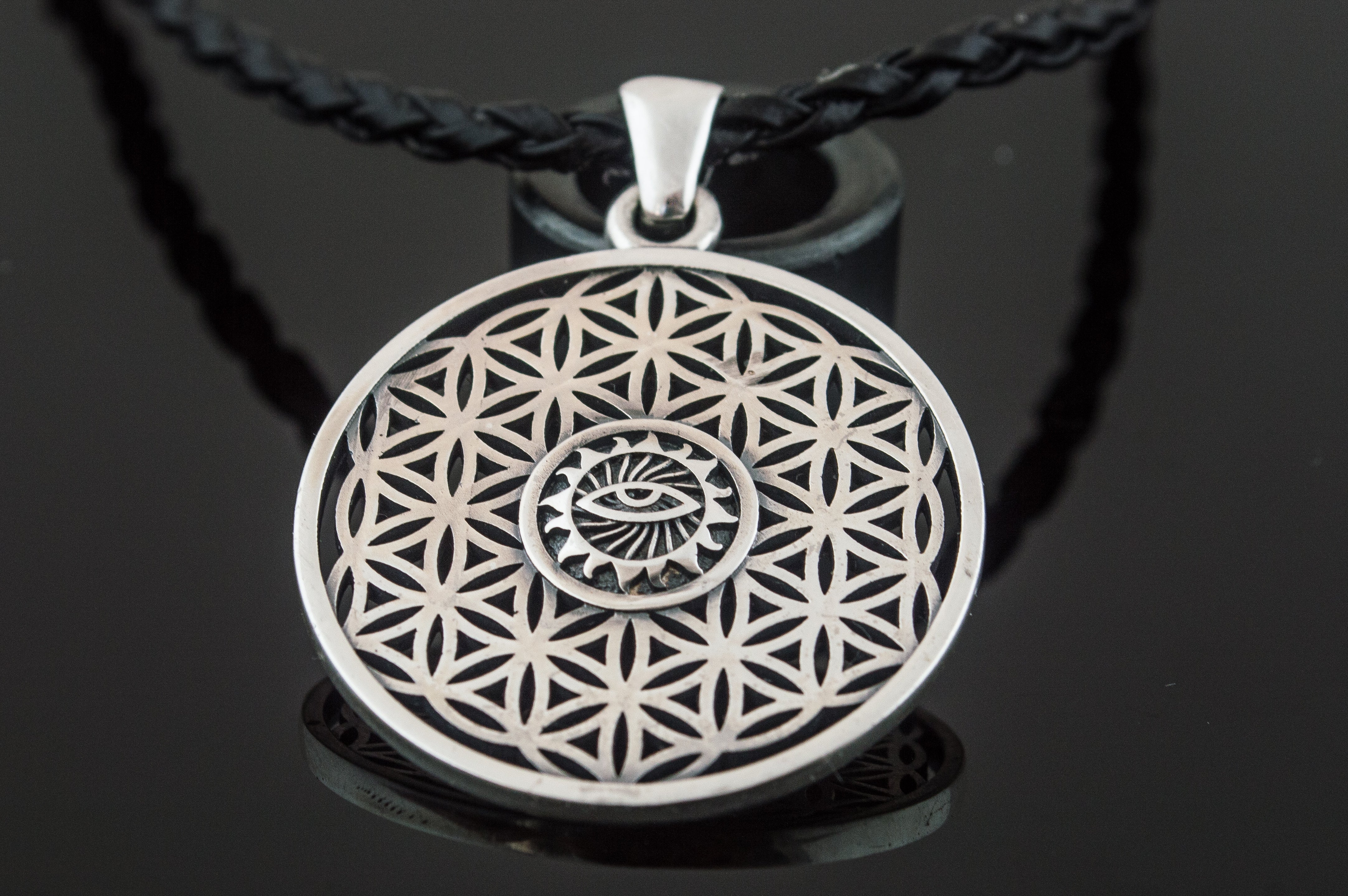 Flower of Life Pendant Sterling Silver Unique Jewelry - vikingworkshop