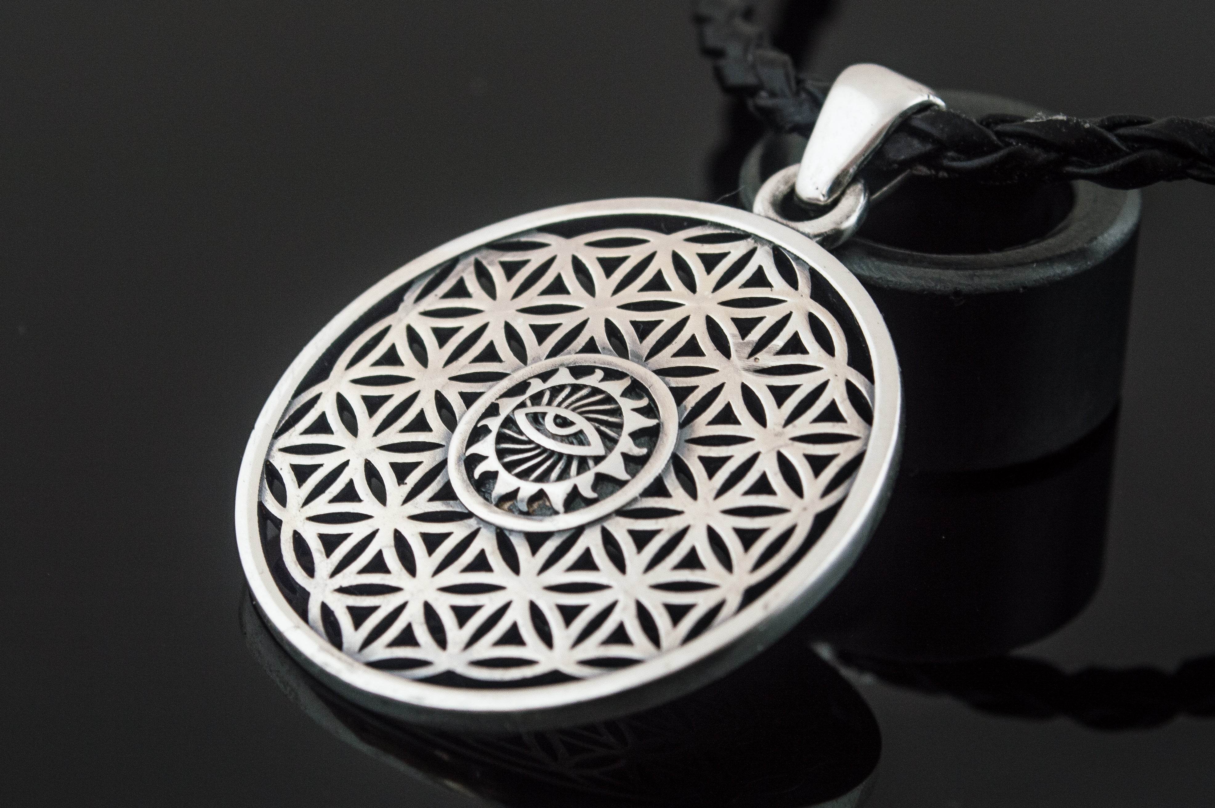 Flower of Life Pendant Sterling Silver Unique Jewelry - vikingworkshop