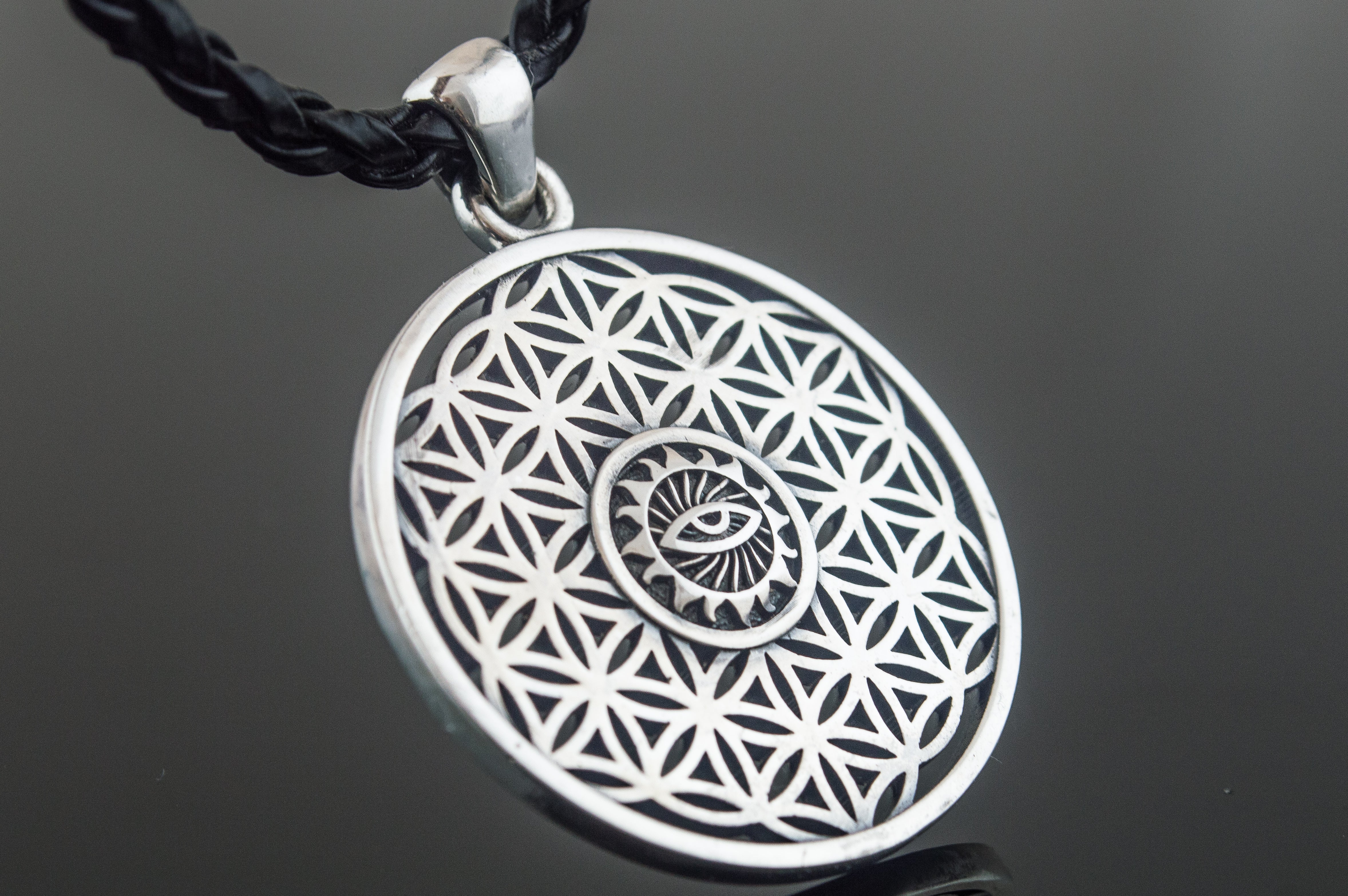 Flower of Life Pendant Sterling Silver Unique Jewelry - vikingworkshop