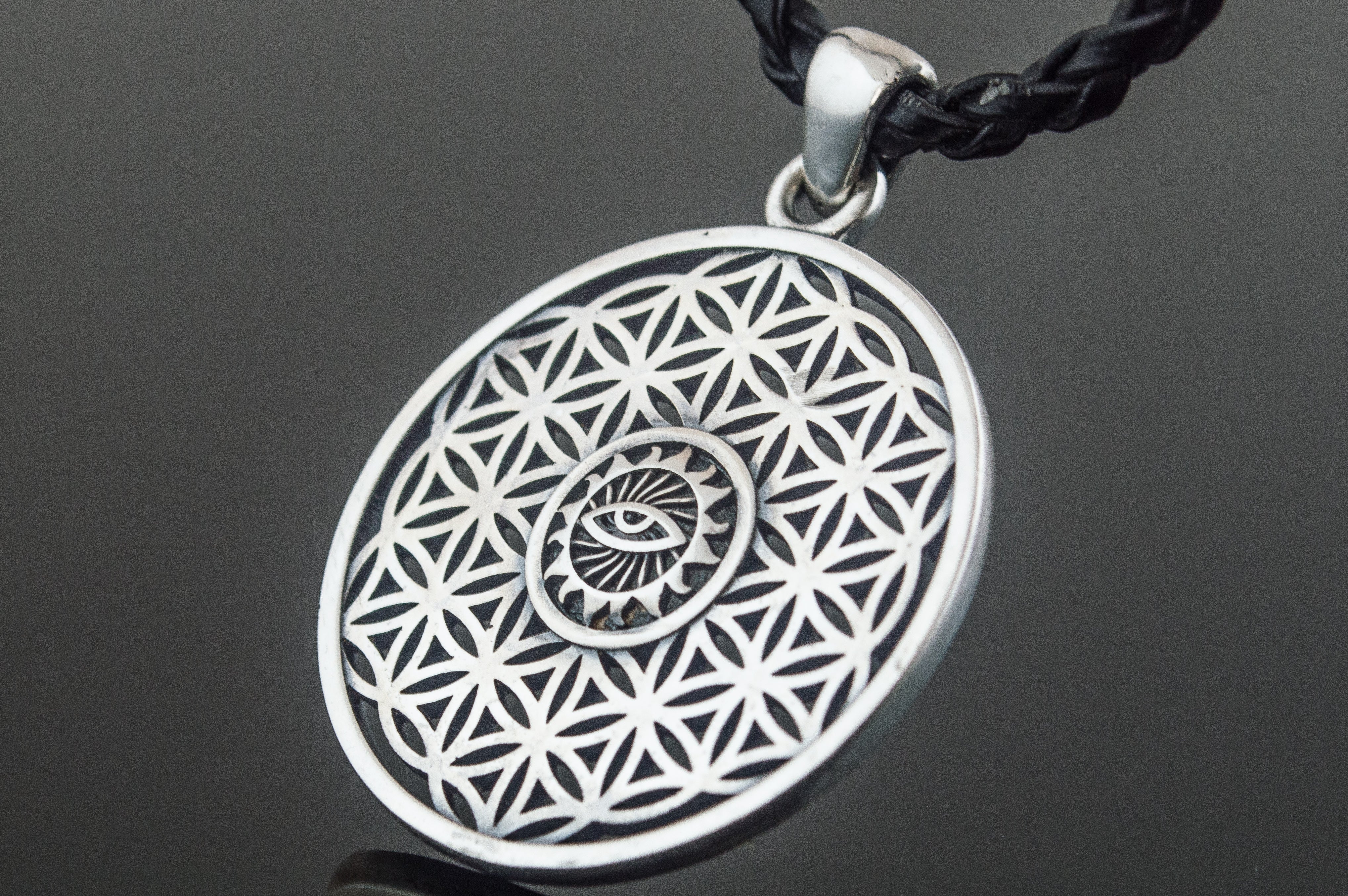 Flower of Life Pendant Sterling Silver Unique Jewelry - vikingworkshop