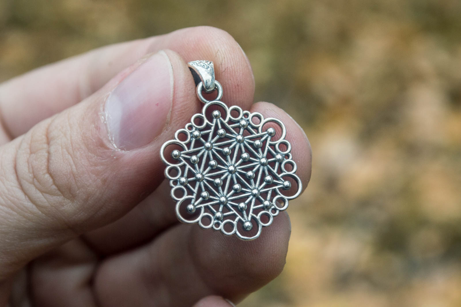 Unique Handmade Geometry Pendant Sterling Silver Jewelry - vikingworkshop