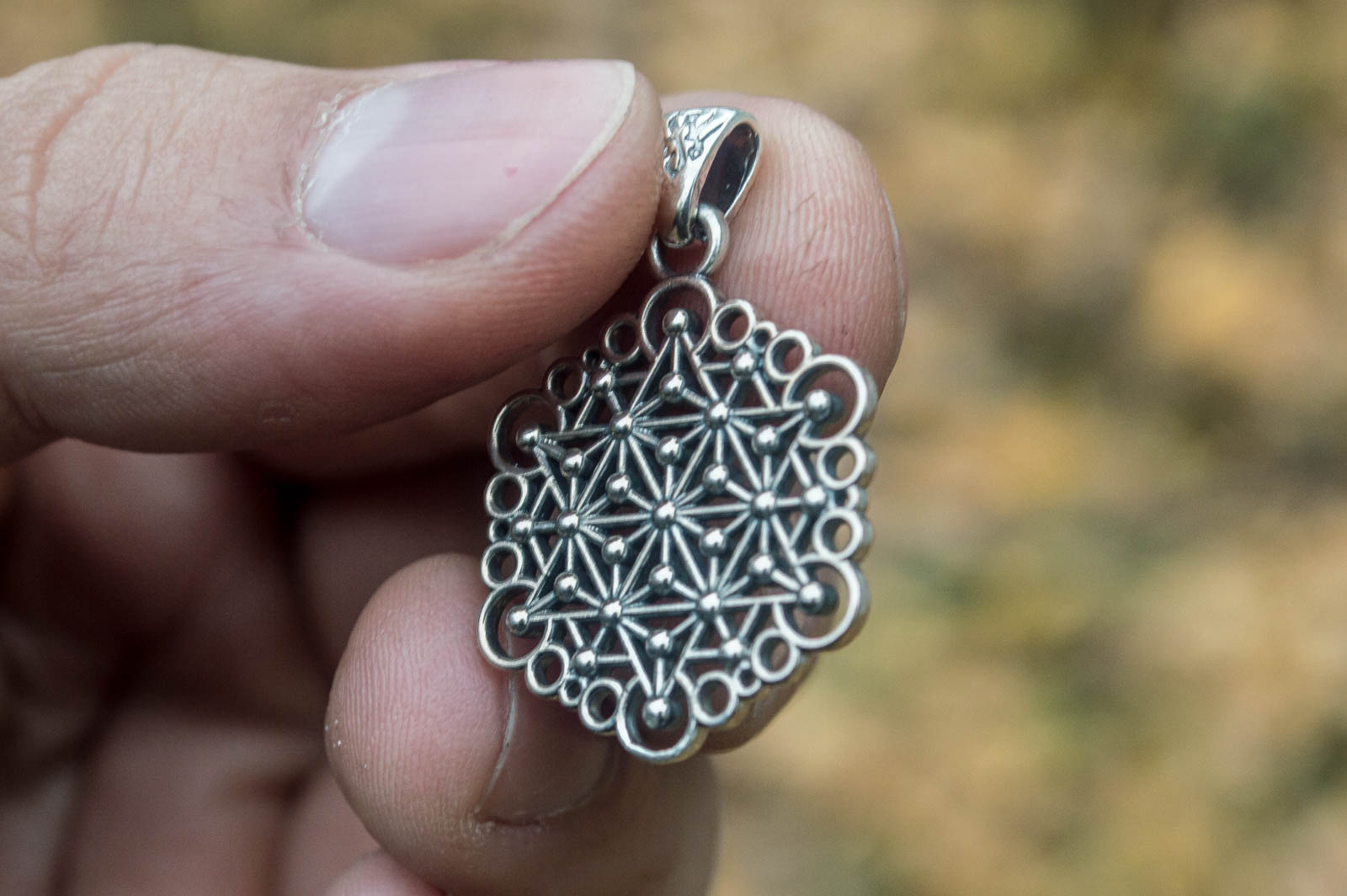 Unique Handmade Geometry Pendant Sterling Silver Jewelry - vikingworkshop