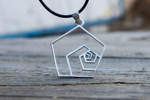 Handmade Golden Triangle Pendant Sterling Silver Unique Jewelry - vikingworkshop