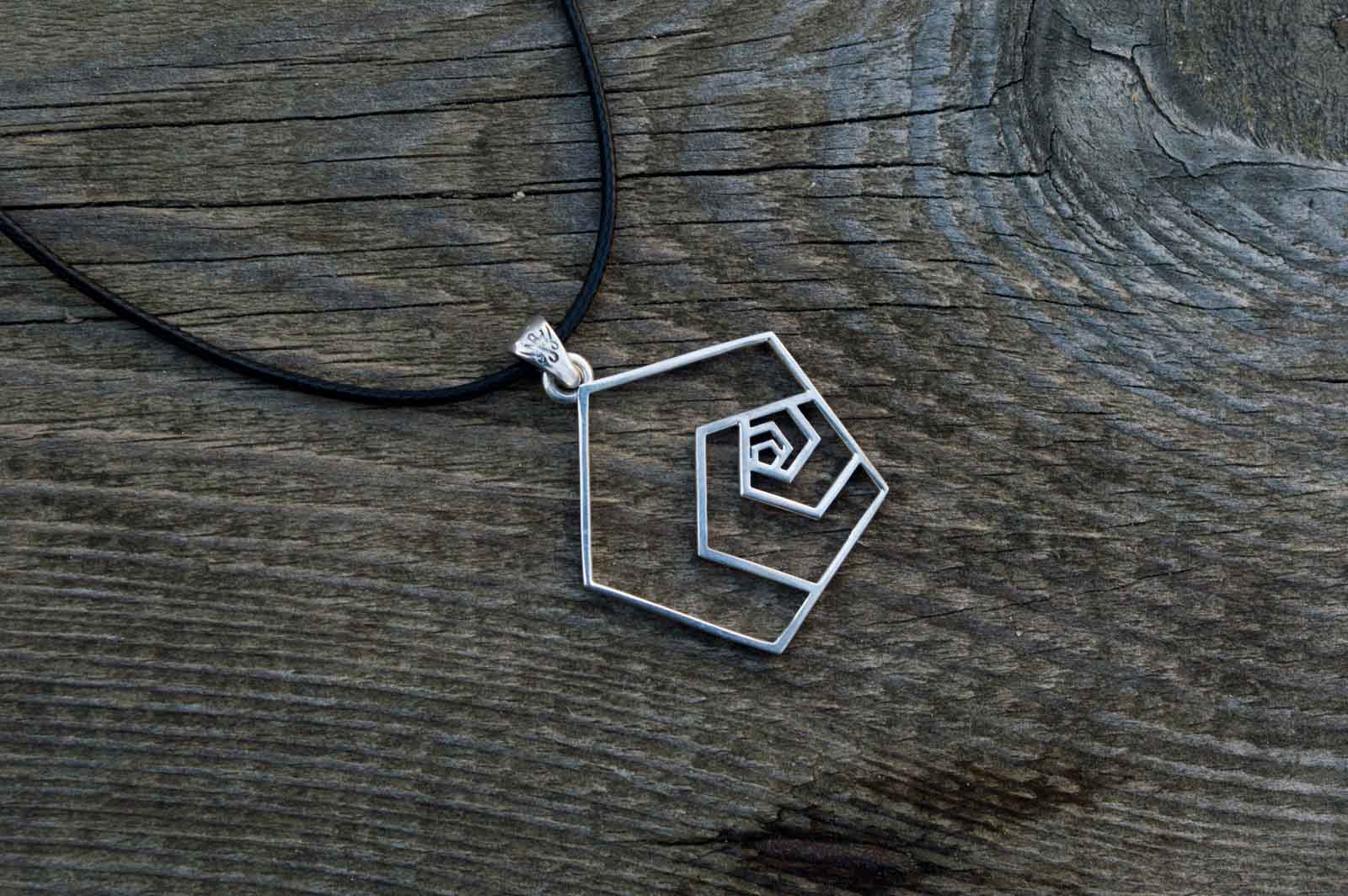 Handmade Golden Triangle Pendant Sterling Silver Unique Jewelry - vikingworkshop