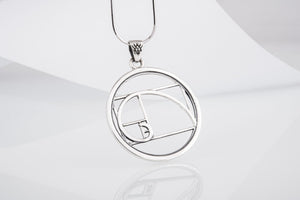 Unique Pendant with Golden Triangle Symbol Sterling Silver Geometry Jewelry - vikingworkshop