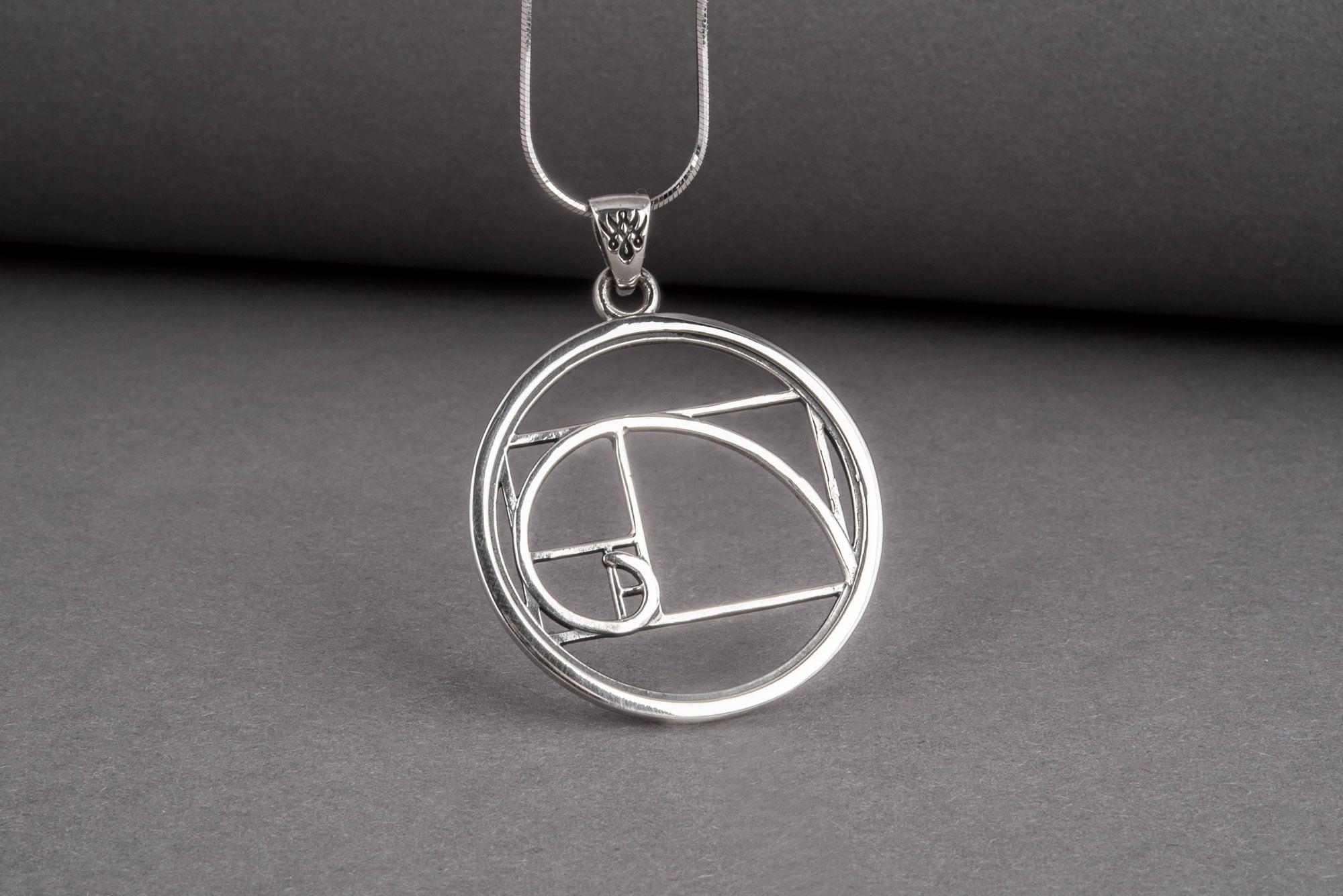 Unique Pendant with Golden Triangle Symbol Sterling Silver Geometry Jewelry - vikingworkshop