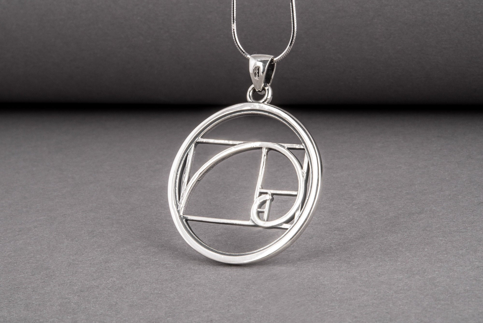 Unique Pendant with Golden Triangle Symbol Sterling Silver Geometry Jewelry - vikingworkshop