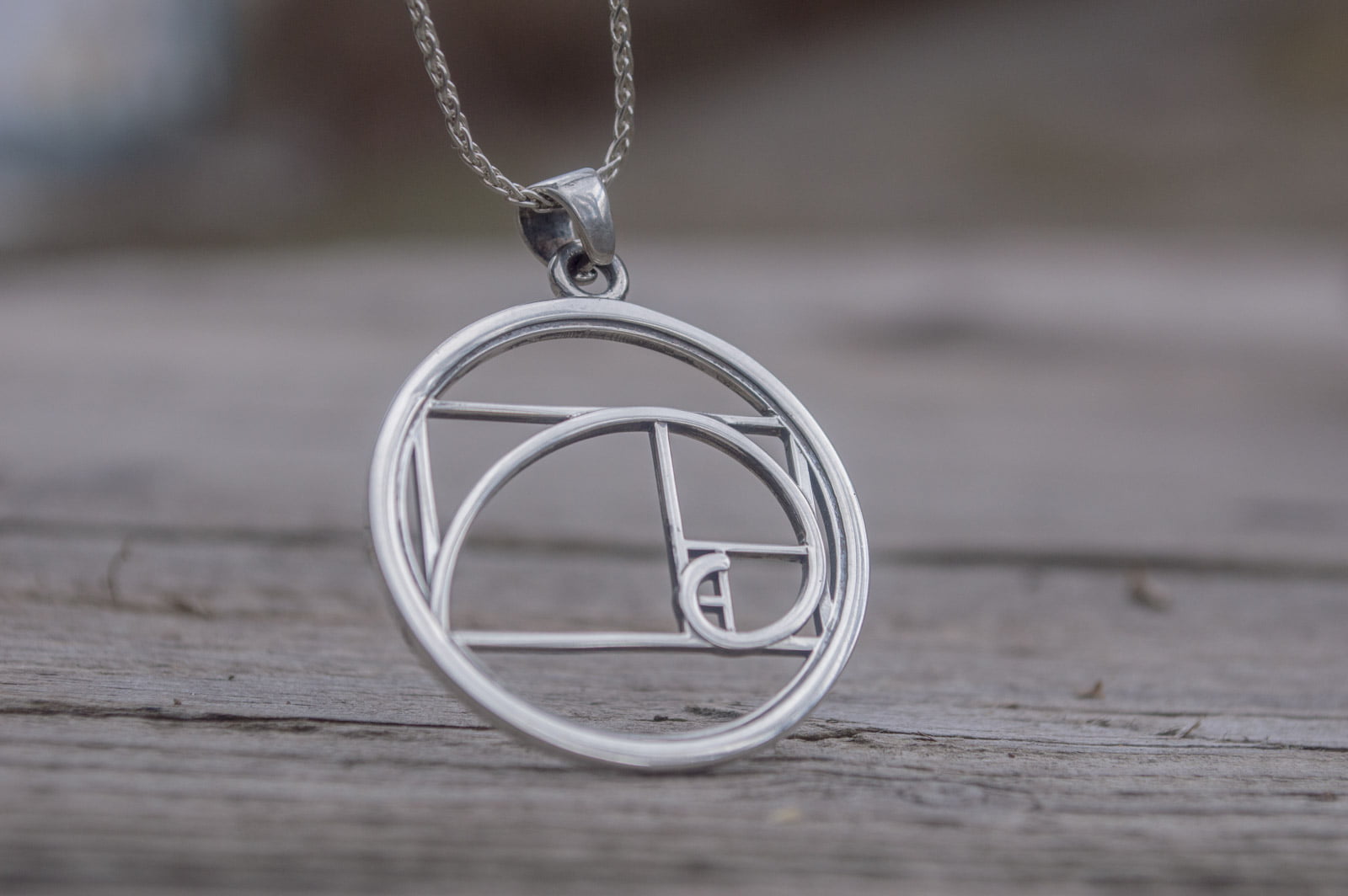 Unique Pendant with Golden Triangle Symbol Sterling Silver Geometry Jewelry - vikingworkshop