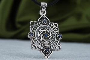 Geometry Style Pendant with Gems Sterling Silver Unique Jewelry - vikingworkshop