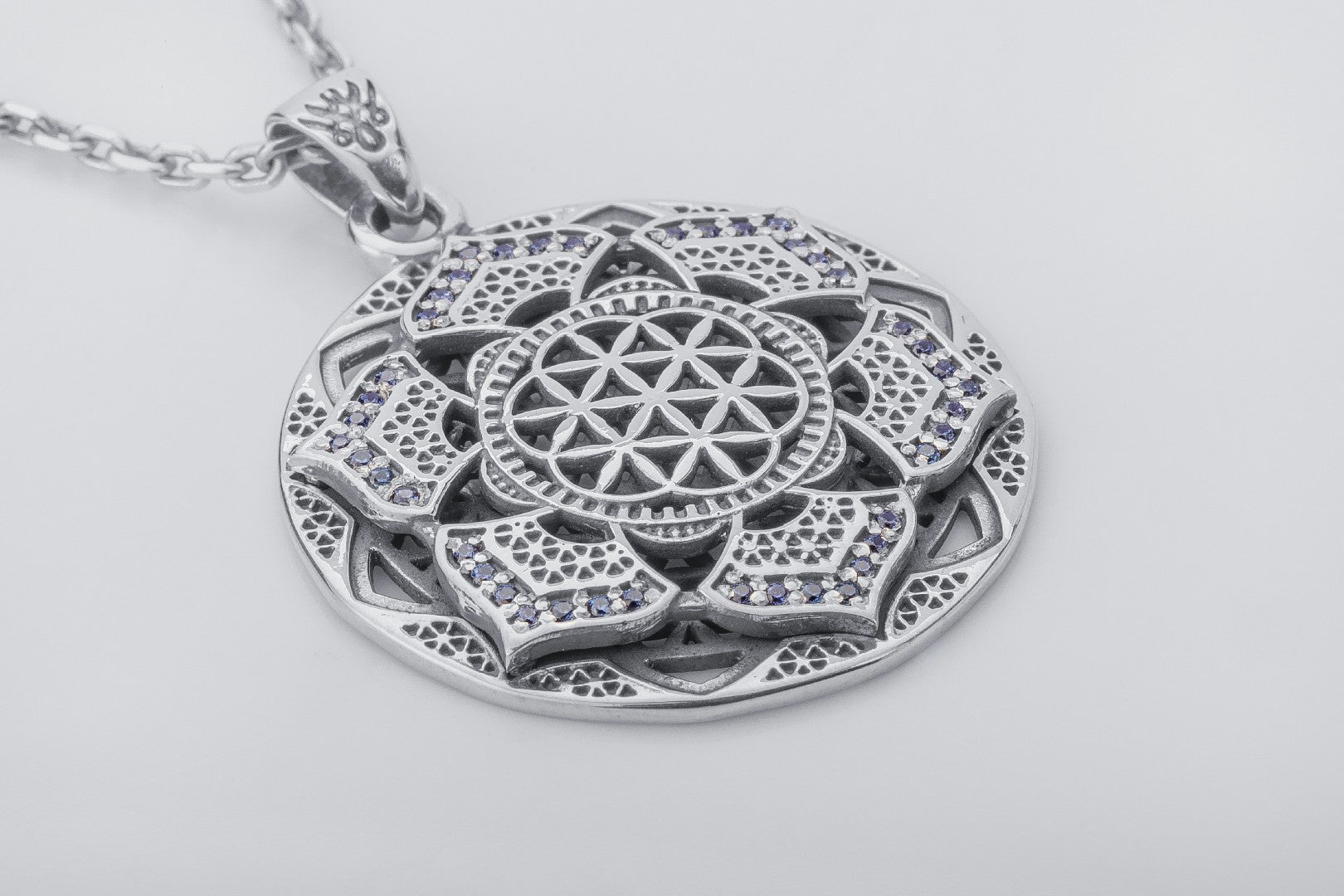 Geometrical Flower Pendant, 925 silver - vikingworkshop