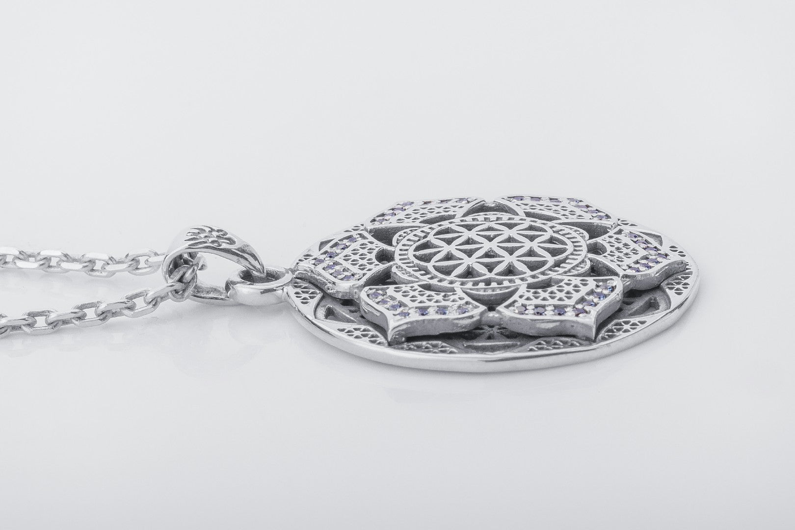 Geometrical Flower Pendant, 925 silver - vikingworkshop