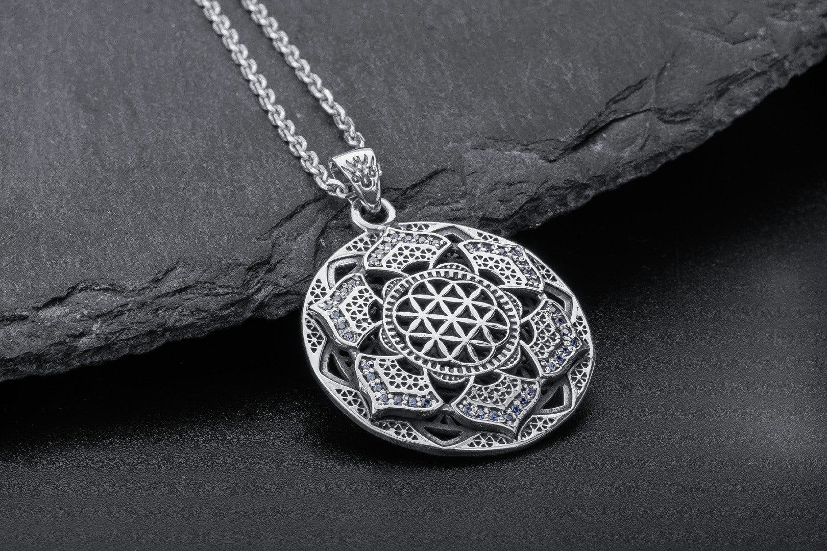 Geometrical Flower Pendant, 925 silver - vikingworkshop