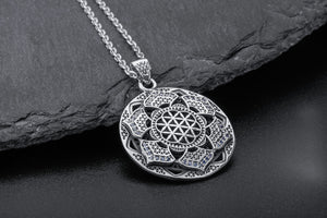 Geometrical Flower Pendant, 925 silver - vikingworkshop