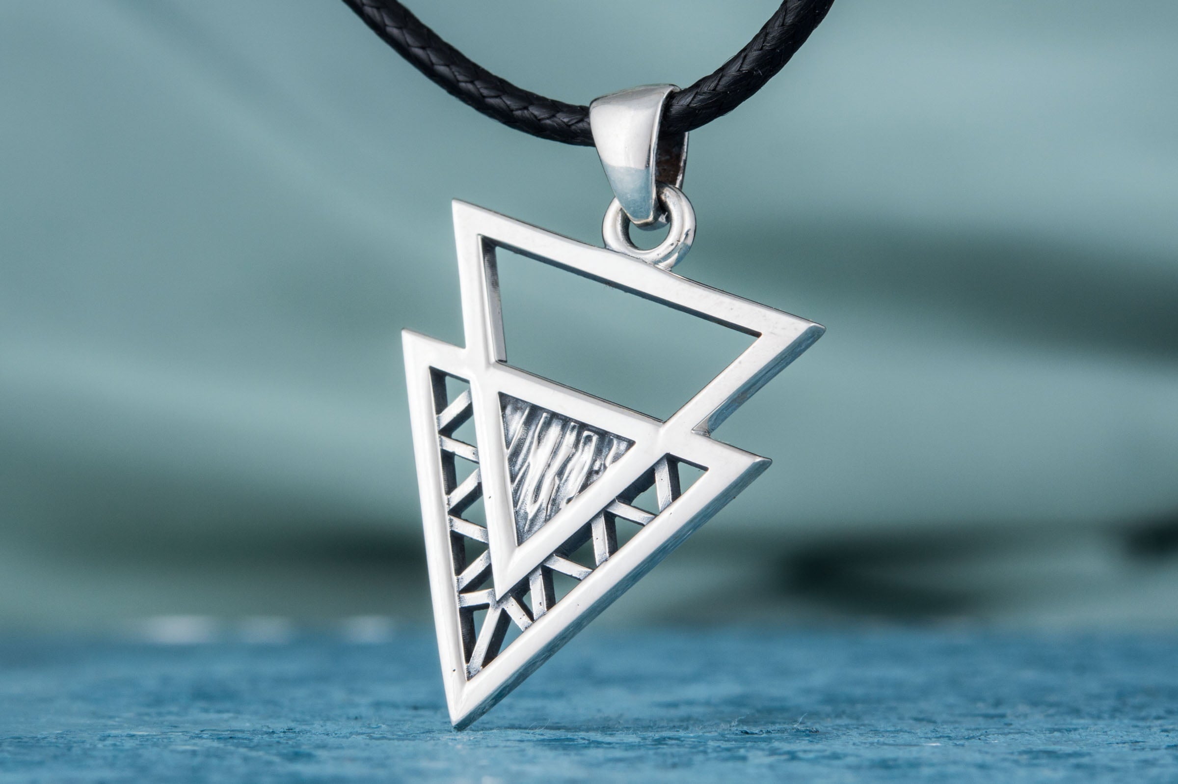 Geometry Triangle Symbol Pendant Sterling Silver Jewelry - vikingworkshop