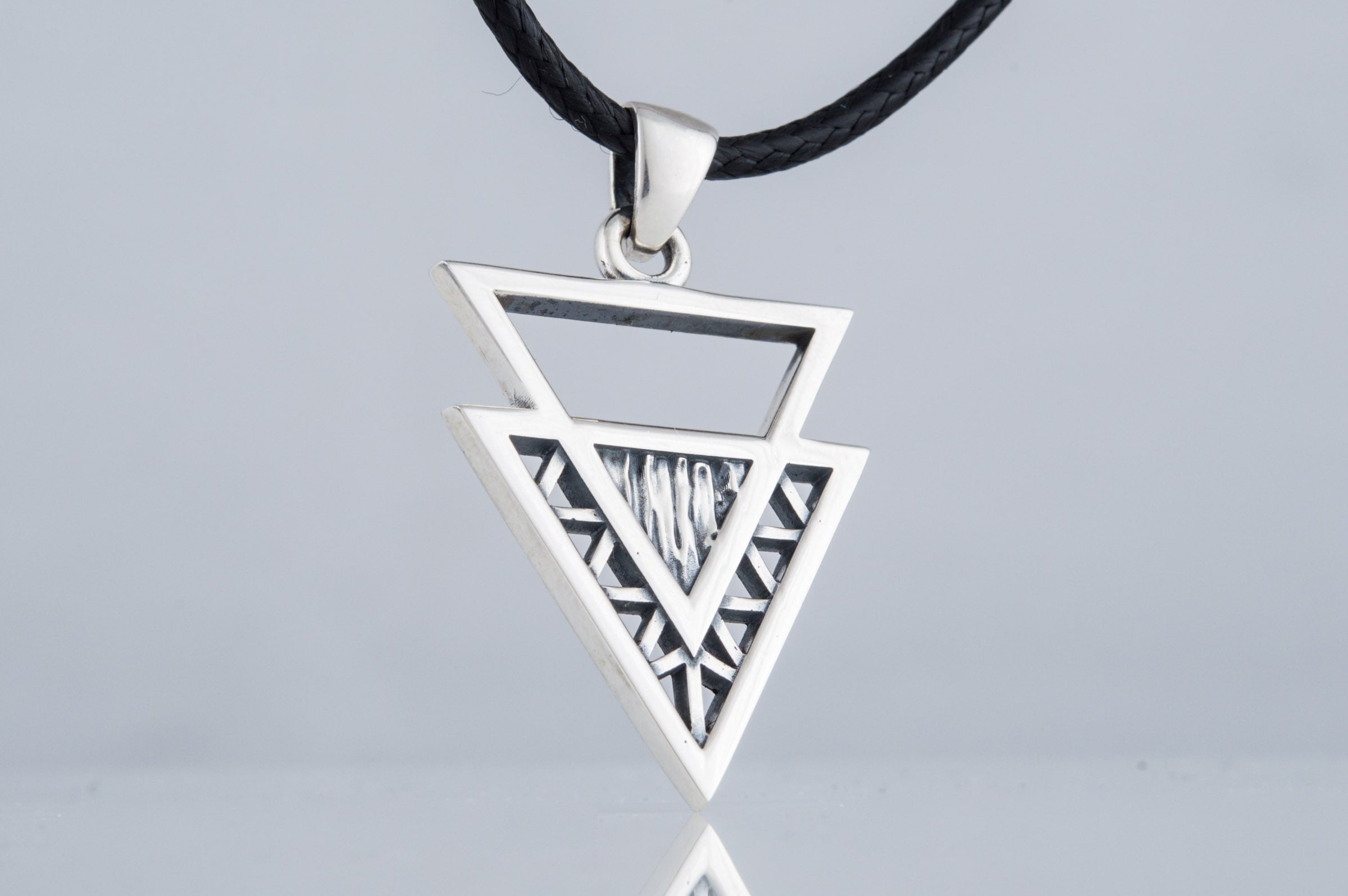 Geometry Triangle Symbol Pendant Sterling Silver Jewelry - vikingworkshop