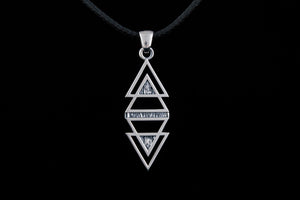 Geometry Triangles with Rhombus Symbol Pendant Sterling Silver Jewelry - vikingworkshop