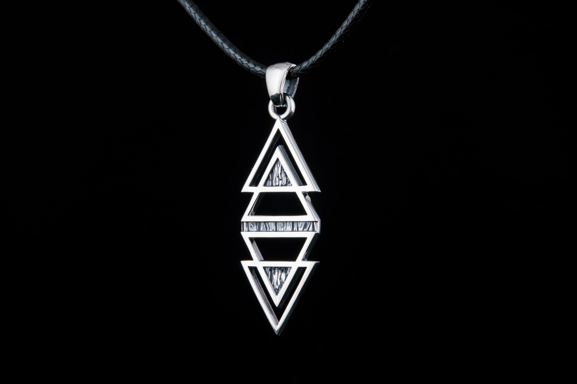 Geometry Triangles with Rhombus Symbol Pendant Sterling Silver Jewelry - vikingworkshop