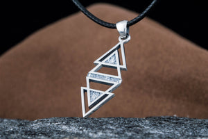 Geometry Triangles with Rhombus Symbol Pendant Sterling Silver Jewelry - vikingworkshop