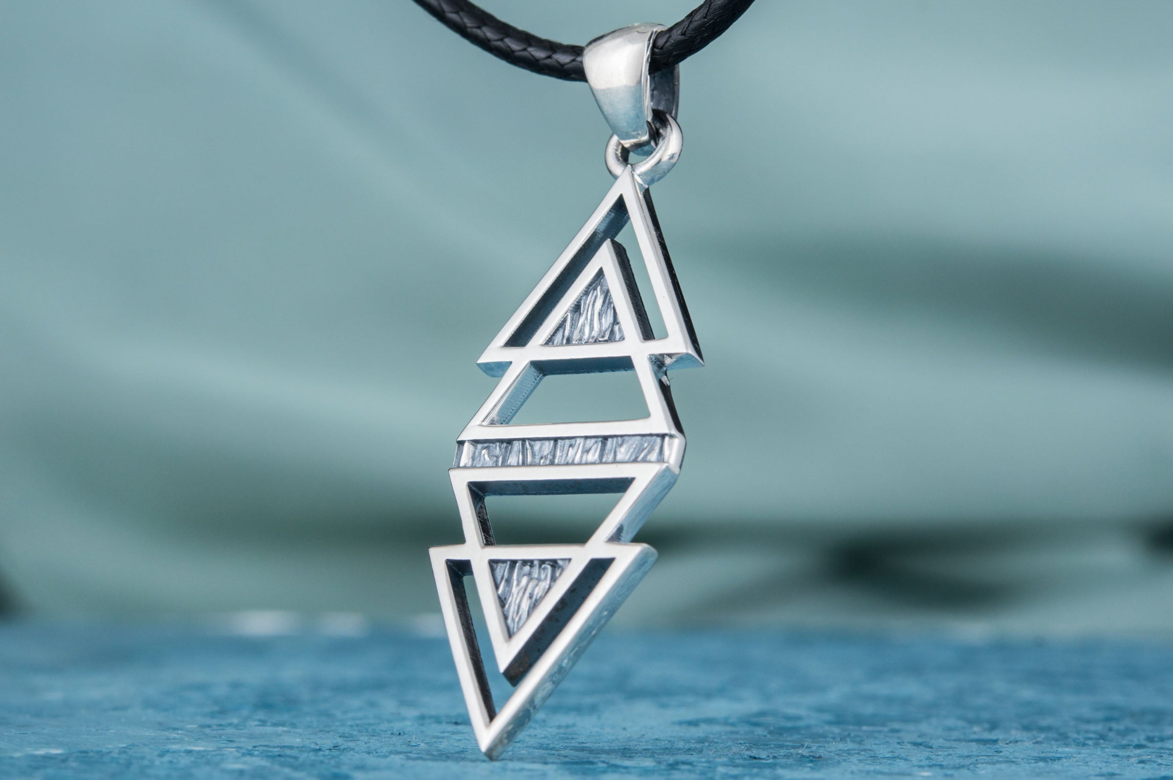 Geometry Triangles with Rhombus Symbol Pendant Sterling Silver Jewelry - vikingworkshop