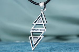 Geometry Triangles with Rhombus Symbol Pendant Sterling Silver Jewelry - vikingworkshop