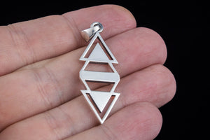 Geometry Triangles with Rhombus Symbol Pendant Sterling Silver Jewelry - vikingworkshop