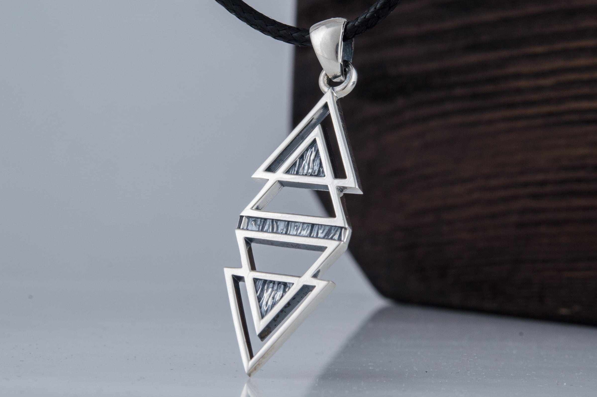 Geometry Triangles with Rhombus Symbol Pendant Sterling Silver Jewelry - vikingworkshop