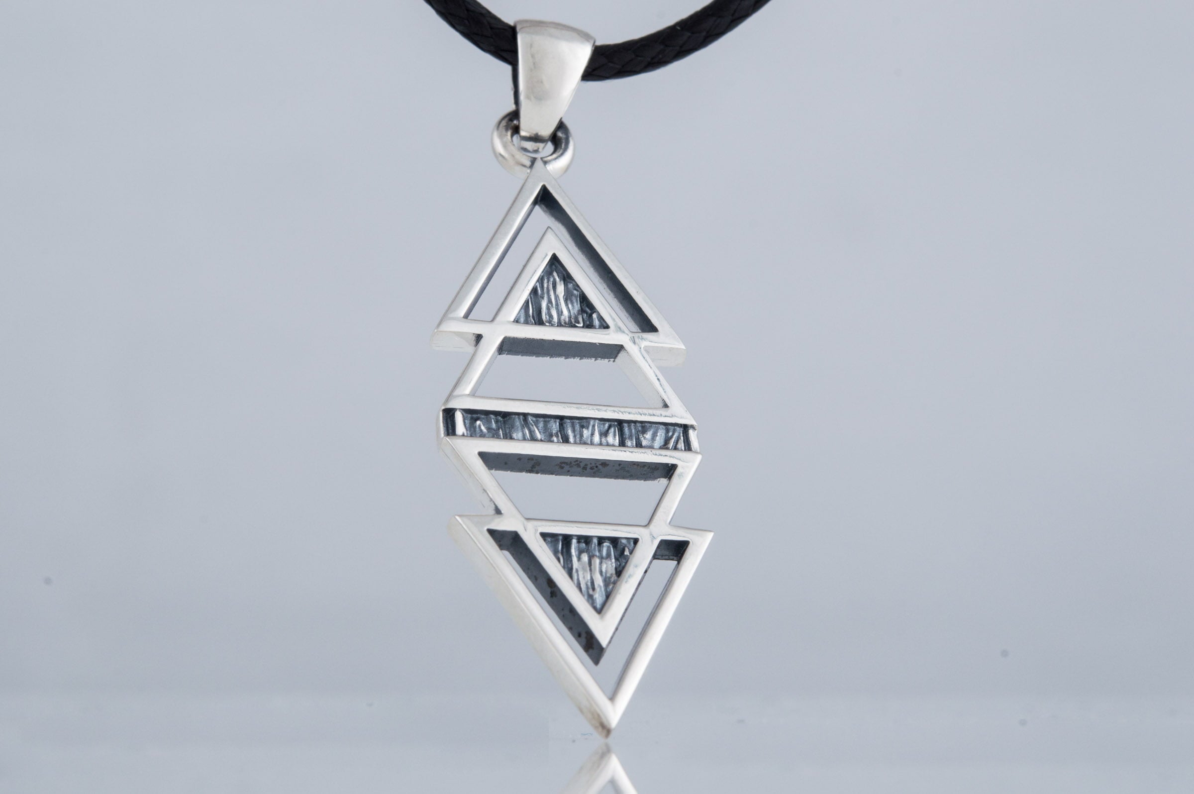 Geometry Triangles with Rhombus Symbol Pendant Sterling Silver Jewelry - vikingworkshop