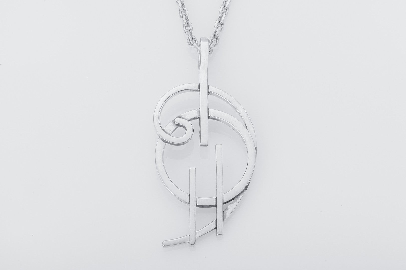 Simple Geometrical Style Pendant, 925 Silver