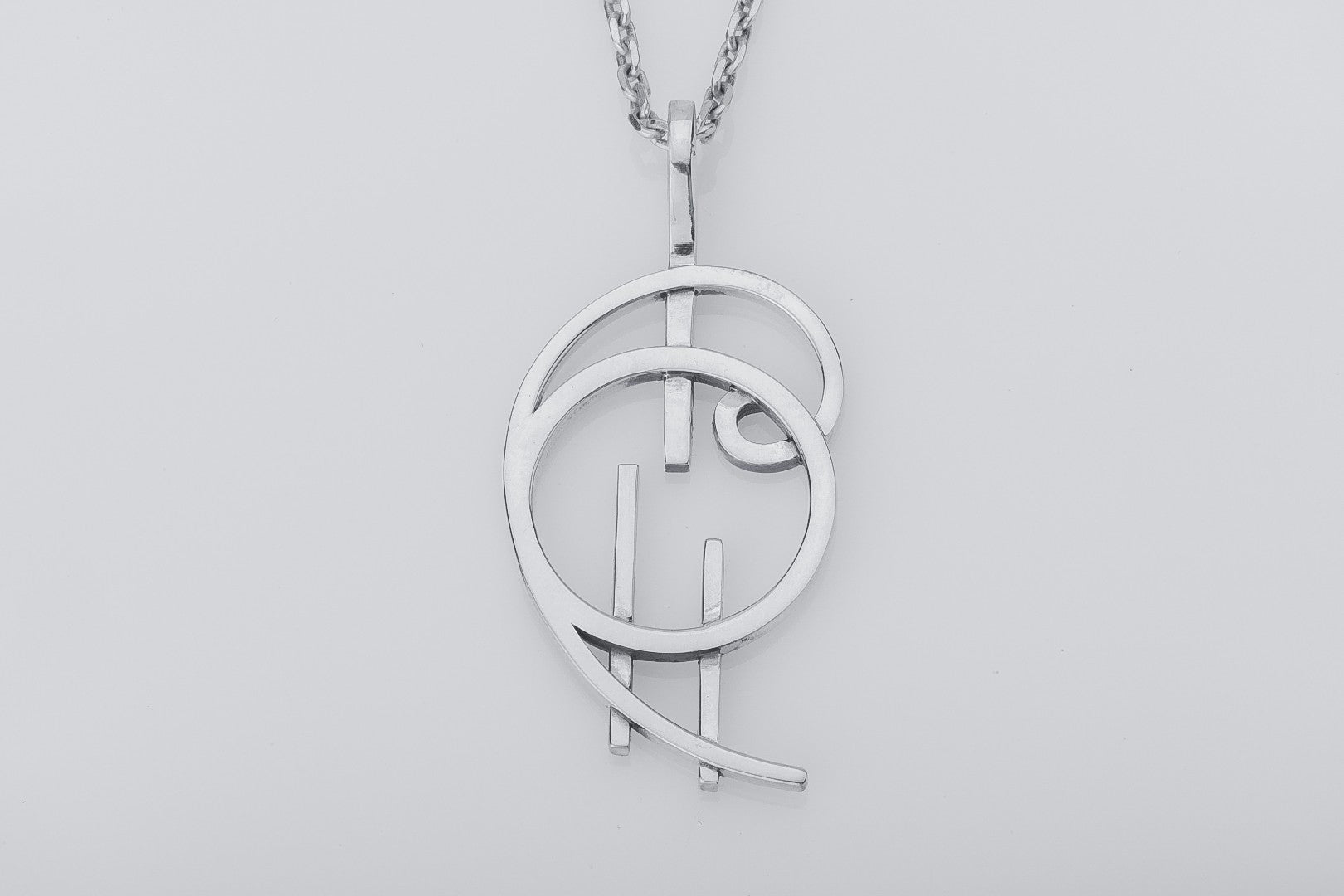 Simple Geometrical Style Pendant, 925 Silver