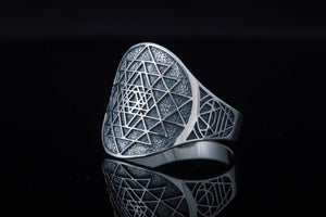 Geometry Symbol Sterling Silver Unique Ring - vikingworkshop