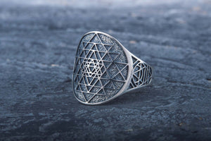 Geometry Symbol Sterling Silver Unique Ring - vikingworkshop